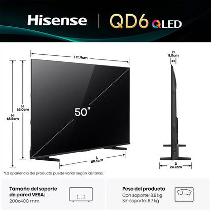 Hisense Pantalla 50" QLED 4K Fire TV 50QD6QFM