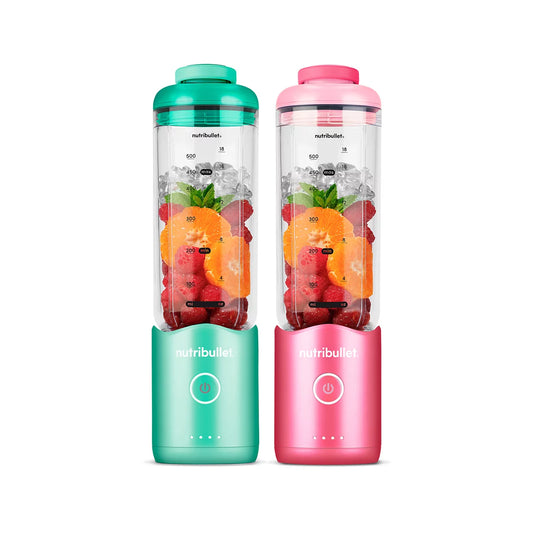 Nutribullet Flex Licuadora Portátil Recargable 650 ml | Paquete con 2 Rosa/Verde