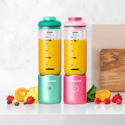 Nutribullet Flex Licuadora Portátil Recargable 650 ml | Paquete con 2 Rosa/Verde