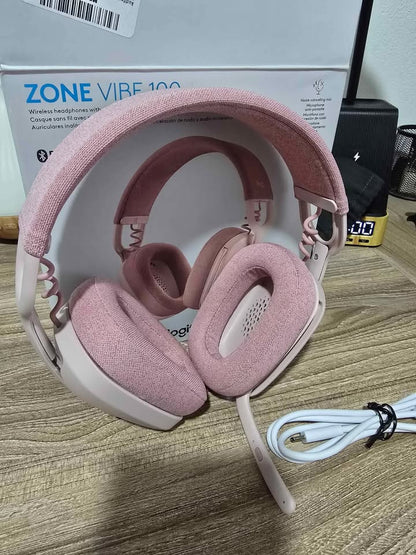 Audífonos Inalámbricos Logitech Zone Vibe 100 Bluetooth 5.2  Rosa - Caja abierta