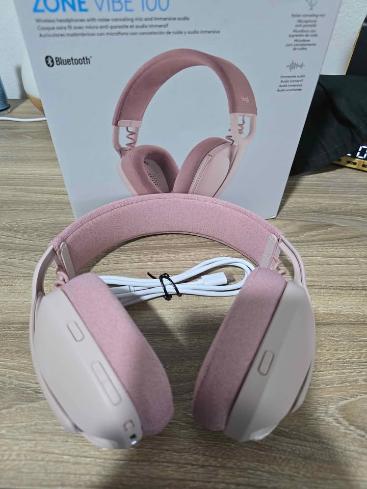 Audífonos Inalámbricos Logitech Zone Vibe 100 Bluetooth 5.2  Rosa - Caja abierta