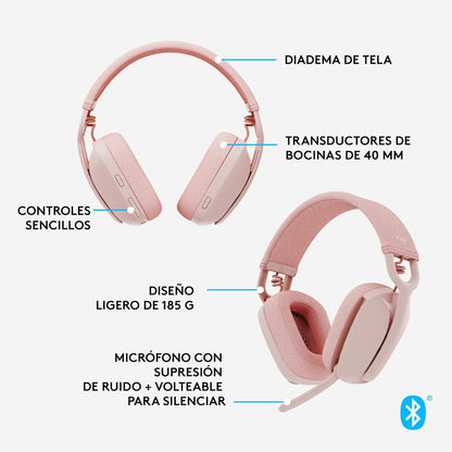 Audífonos Inalámbricos Logitech Zone Vibe 100 (Bluetooth 5.2, 18 h de llamada / 20 h de música)