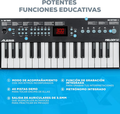 Teclado Portátil Alesis Melody 32 con Bocinas Integradas